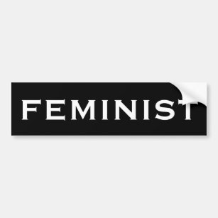 Feministisk, fetstilt vit brev på svart bildekal