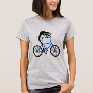 Feministisk fisk som rider en cykel (utan t shirt