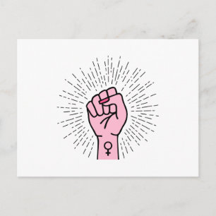 Feministisk hand med kvinnosymbol vykort