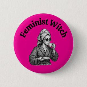 Feministisk Häxa Anti Trump Politisk Kaffeälskare Knapp
