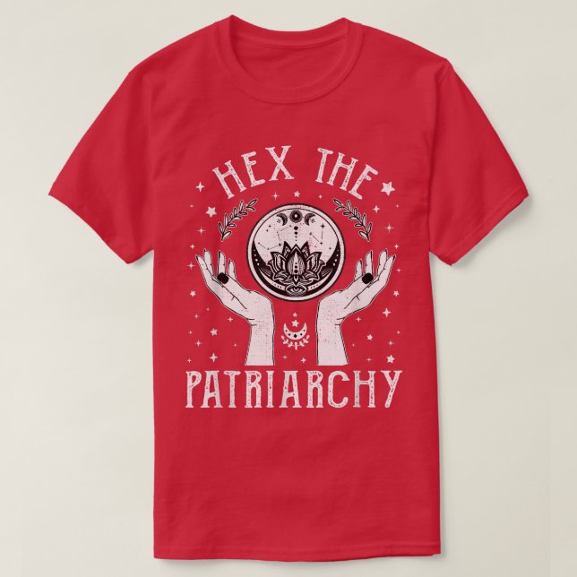 Feministisk häxa patriarkin Halloween Witch V T Shirt (Design framsida)