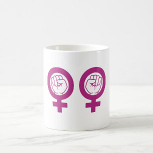 Feministisk höjd näve-symbol Kvinnors egenmakt U Kaffemugg