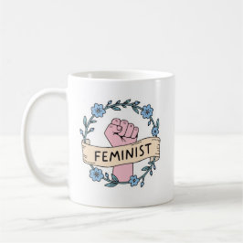 Feministisk kaffekopp med blommor