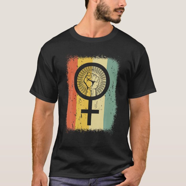 Feministisk kvinnlig symbol Fist Feminismens kvinn T Shirt (Framsida)