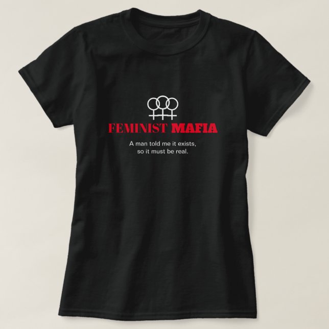 Feministisk maffia antisexism, kvinnlig symbol sva t shirt (Design framsida)