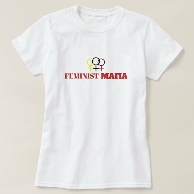 Feministisk maffia mot sexism, kvinnlig symbol, mu t shirt (Design framsida)