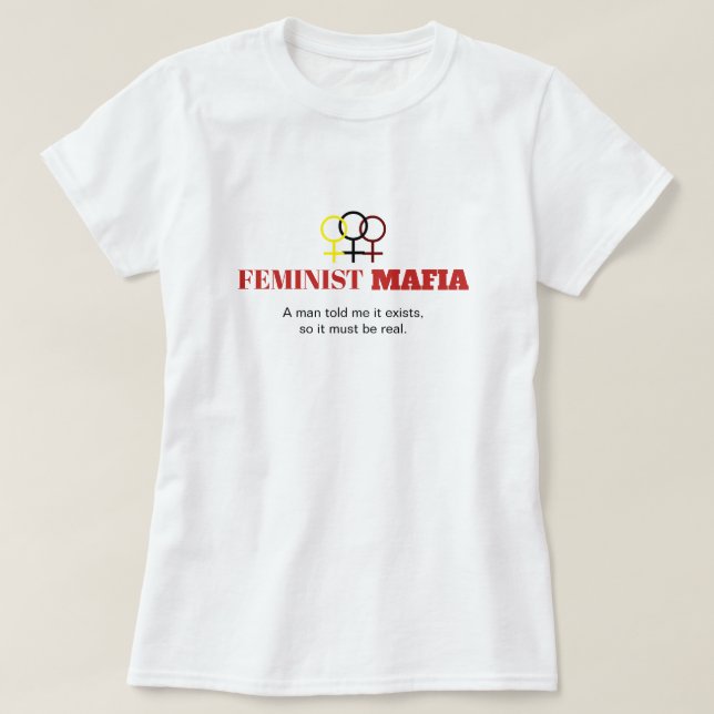 Feministisk maffia mot sexism, kvinnlig symbol, mu t shirt (Design framsida)
