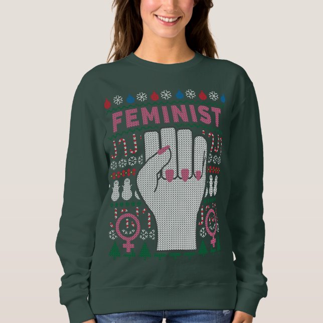 Feministisk makt Ugglatt jul Svettskjorta Tee (Framsida)