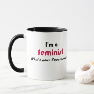 Feministisk superpowerslogan mugg