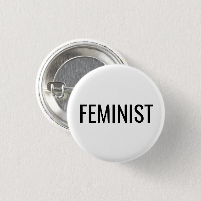 Feministisk svart och vit modern knapp (Framsida & baksida)