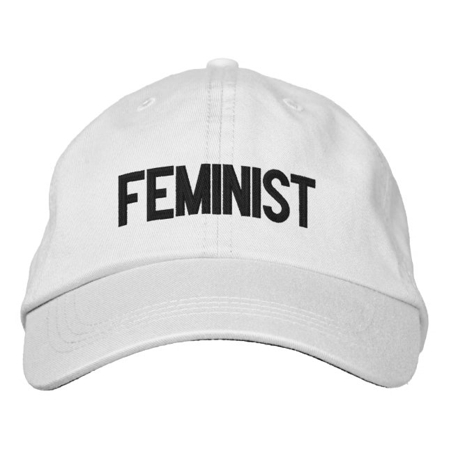 Feministisk svart, vit modern, djärv broderad keps (Framsida)