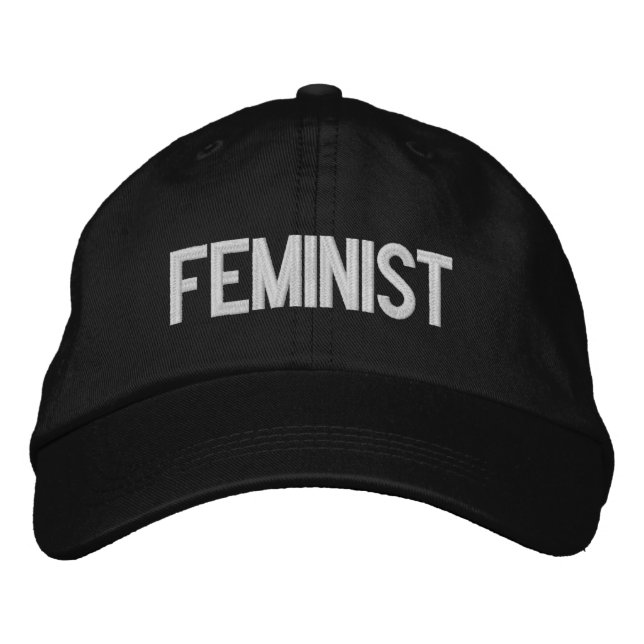 Feministisk svart, vit modern, fet broid broderad keps (Framsida)