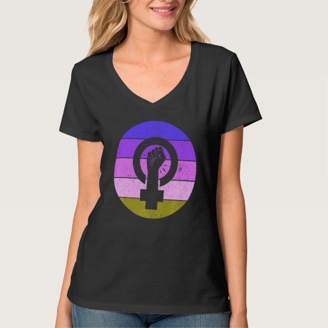 Feministisk symbol Kvinnlig jämställdhet ökad makt T Shirt (Framsida)