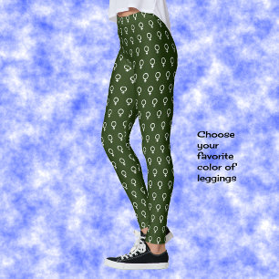 Feministisk symbol mönster mörk grönt leggings