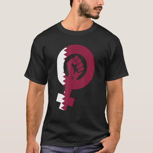 Feministisk symbol Qatar-Flagga T Shirt (Framsida)