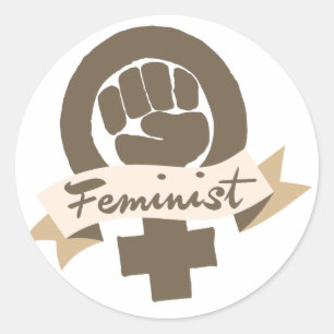 Feministisk symbol runt klistermärke
