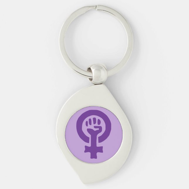 Feministisk symbol swirl silverfärgad nyckelring (Framsidan)