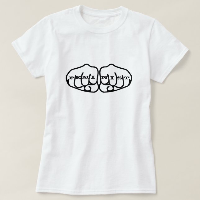 Feministiska knogeltatueringar T-shirt (Design framsida)