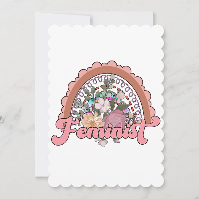 Feministiskt platta hälsningskort julkort (Framsida)