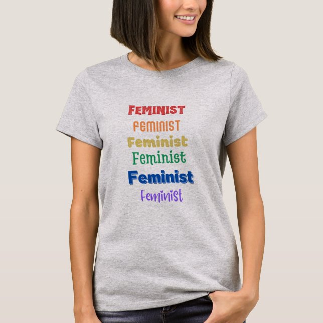 feministiskt pride - roligtens typsnitt - t-shirt (Framsida)