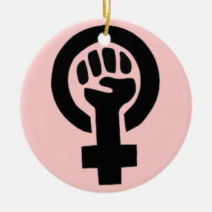 Feministiskt symbol julgransprydnad keramik