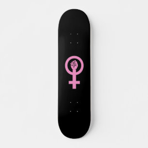 Feministiskt tecken svart mini skateboard bräda 18,5 cm