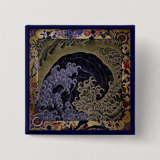 Feminvåning, japansk finkonst av hokusai knapp