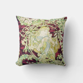 Femme à marguerite - Mucha daisy textilrepro Kudde