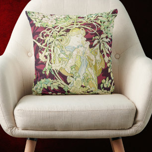Femme à marguerite - Mucha daisy textilrepro Kudde