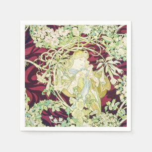 Femme à marguerite - Mucha daisy textilrepro Pappersservett