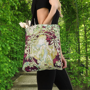 Femme à marguerite - Mucha daisy textilrepro Tygkasse