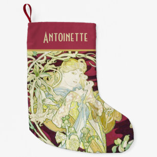Femme à marguerite - Mucha textilpanelrepro Liten Julstrumpa