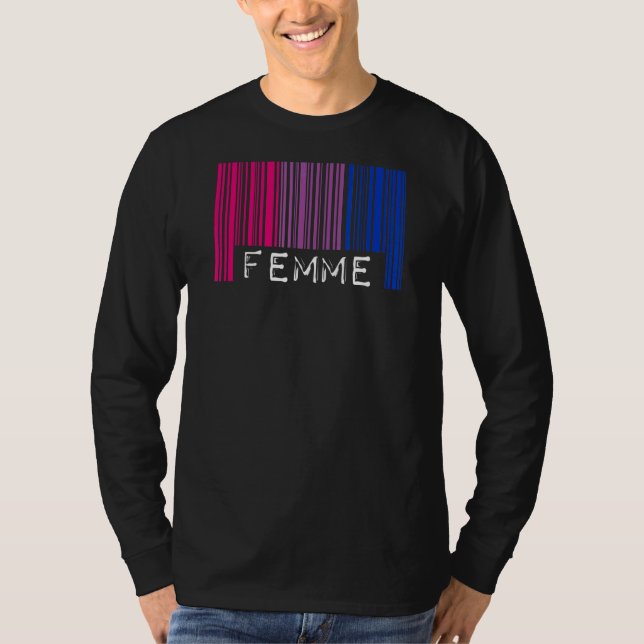 Femme Barcode Bisexual Pride Flagga Aesthetic Cute T Shirt (Framsida)