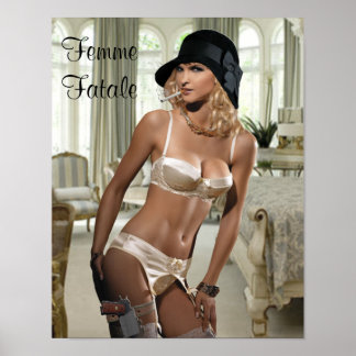 Femme Fatale 1920 - Rökning och vapen Poster