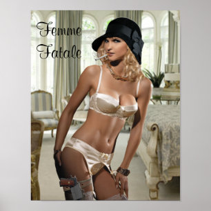 Femme Fatale 1920-talet - Rökning och vapen Poster