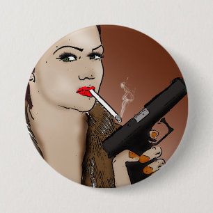 Femme Fatale - Rökning och Guns Button Knapp