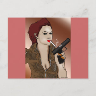 Femme Fatale - Rökning och vapen Vykort