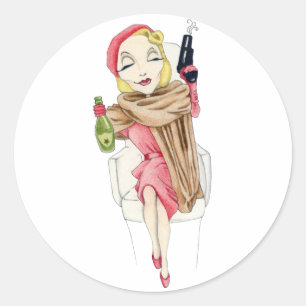 Femme Fatale Sticker Runt Klistermärke