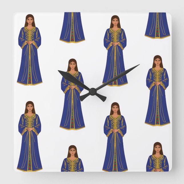 Femme marocaine en Motif Caftan Fyrkantig Klocka (Framsida)