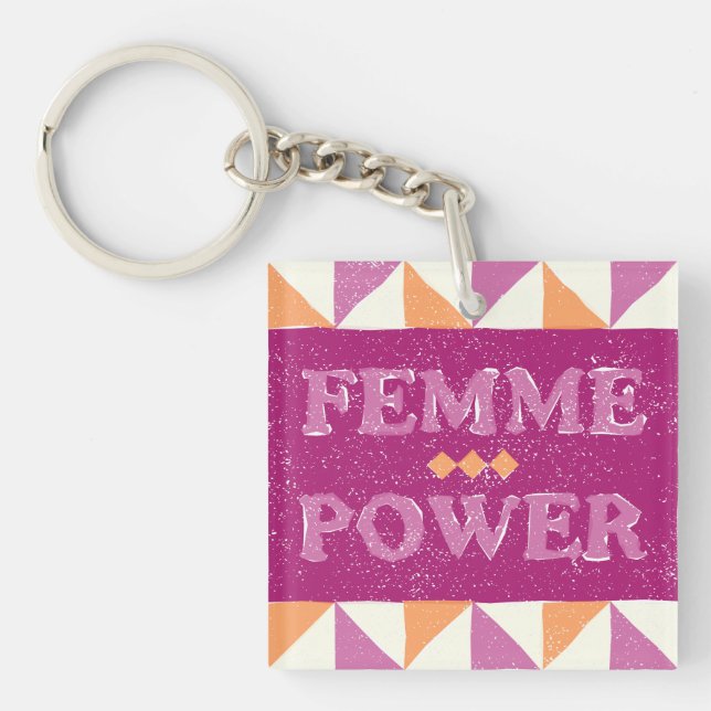 Femme Power - Lesbisk Flagga-nyckelkedja för Färg (Framsidan)