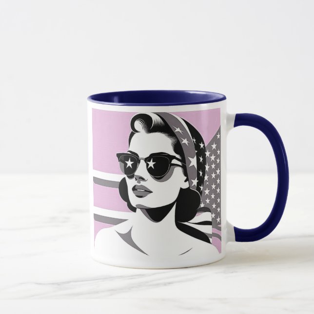 Femme rétro aux lunettes étoilées. mugg (Höger)