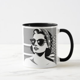 Femme rétro aux lunettes étoilées. mugg