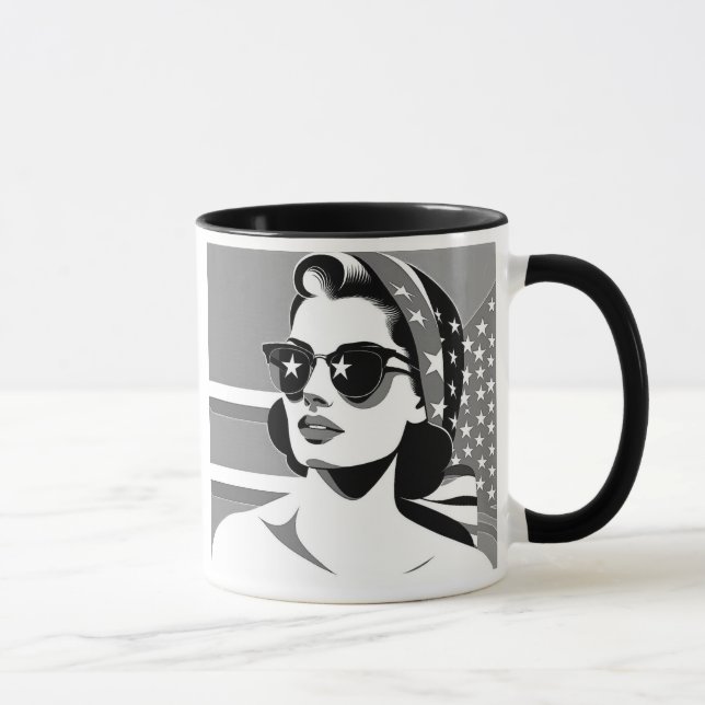 Femme rétro aux lunettes étoilées. mugg (Höger)