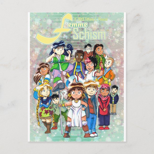 Femme Schism Chibi Group Vykort (Framsida)