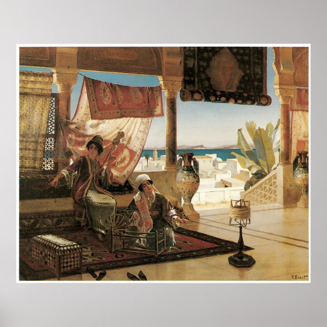 Femmes filant au Morac, Roudolf Ernst Poster (Framsidan)