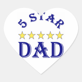 Femstjärnig pappa hjärtformat klistermärke