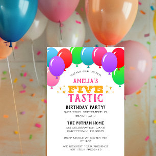 FEMtastisk Ballonbanderollens femte födelsedag Ros Inbjudningar