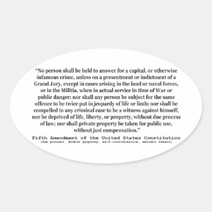 Femte ändringen av Förenade Stater-konstitutionen Ovalt Klistermärke