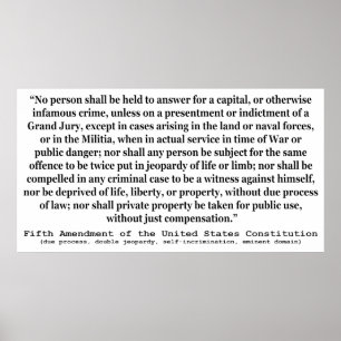 Femte ändringen av Förenade Stater-konstitutionen Poster