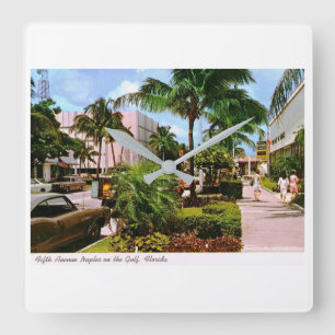 Femte Ave. Shopping, Neapel, Florida Vintage Fyrkantig Klocka